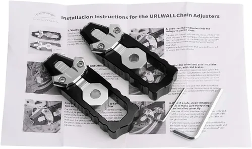Vista 6 de Kit de ajustador de eje de cadena, tensor de ajuste de cadena de aluminio CNC Billet, herramienta de ajuste de cadena de motocicleta, carrete