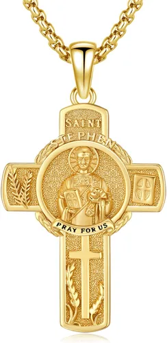 Vista 26 de 925 Sterling Silver Patron Saint Amulet Necklace for Men Women plateado