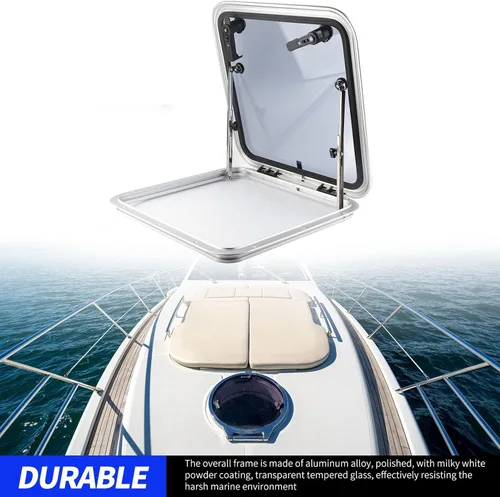 Vista 2 de Escotilla portlight para barco, ángulo de apertura de 90 ° sellado, tipo de empuje externo, aleación de aluminio resistente, ventana de ojo de buey