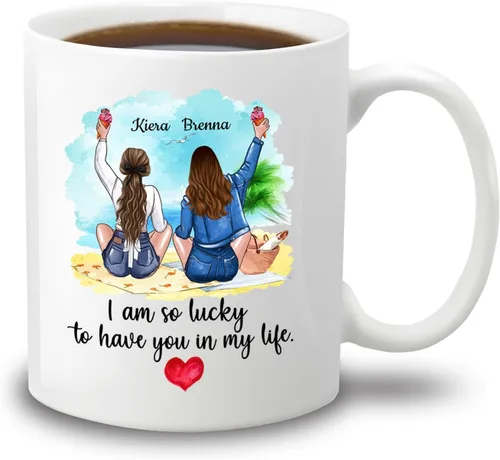 Vista 8 de Taza de café personalizada de la amistad para mejores amigos, mejores amigos, hermana del alma, tazas de café personalizadas para mejores amigas