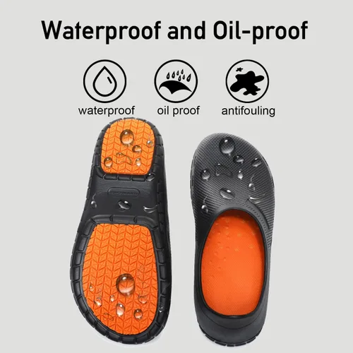 Vista 5 de JSWEI Zapatos de chef para hombres zapatos profesionales de enfermería resistentes al agua zapatos de trabajo antideslizantes de seguridad