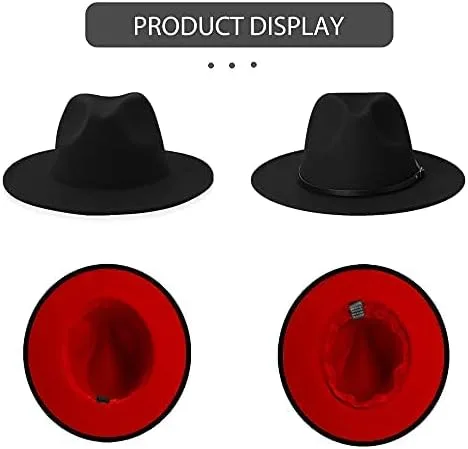 Vista 5 de Sombrero de fieltro clásico de ala ancha para niños y niñas, con lazo y hebilla de cinturón