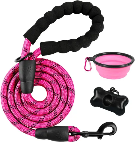Vista 25 de BARKBAY - Correas para perros grandes, resistentes, de 4/5/6 pies, con cómoda asa acolchada y hilos altamente reflectantes para perros medianos