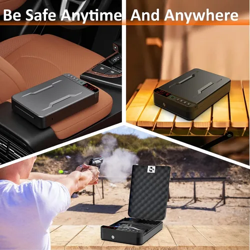 Vista 5 de Z ZLJUAN - Caja fuerte portátil para armas y pistolas con pantalla LCD de temperatura, humedad, huella digital biométrica, cerradura con teclado