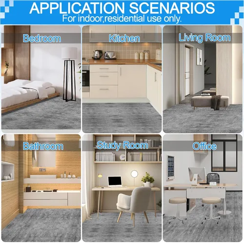 Vista 8 de Paquete de 30 azulejos de vinilo de 12 x 12 pulgadas para despegar y pegar, planchas autoadhesivas impermeables para cocina, comedor, dormitorios
