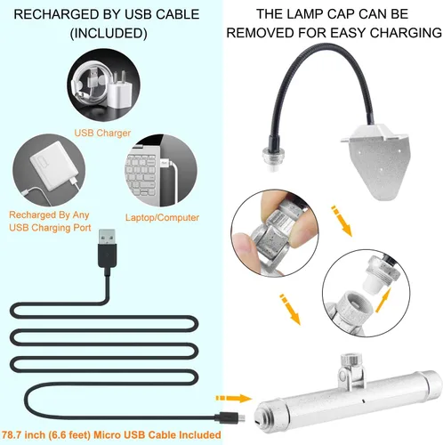 Vista 2 de BIGMONAT Luz de imagen recargable por USB, luz LED inalámbrica con control remoto, luz de pintura giratoria, cabezal de 3 modos de iluminación