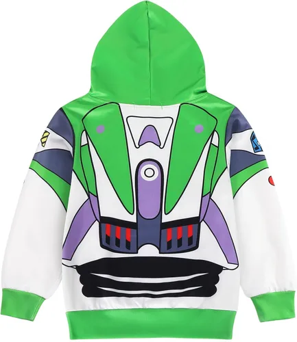 Vista 2 de Marendyee Disfraz de Buzz Lightyear para niños, sudadera de manga larga, sudadera con capucha para Halloween, Navidad, fiesta de cumpleaños