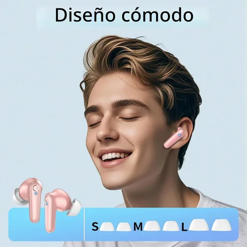 Vista 7 de Redpepper Auriculares inalámbricos Bluetooth 5.3 60H de tiempo de uso Auriculares con graves profundos y llamada clara con micrófono incorporado Rosa