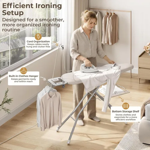 Vista 9 de Yaheetech Tabla de planchar con soporte de plancha, soporte para cable y Beige