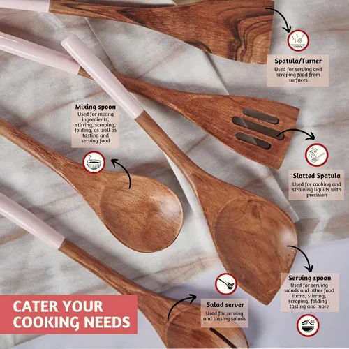 Vista 2 de Folkulture Cucharas de madera para cocinar