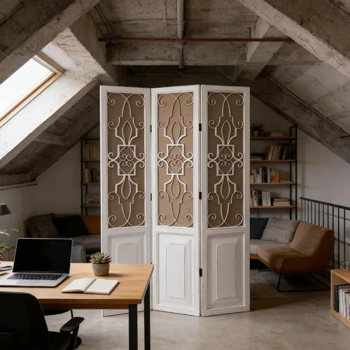 Vista 3 de SOFE Separador de habitación de madera de 3 paneles de 6 pies de alto, paneles plegables de pantalla de tocador rústico, divisor de pared decorativo