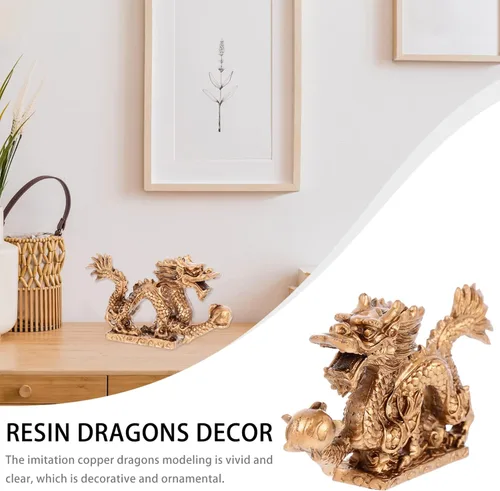 Vista 9 de BESPORTBLE Escultura de dragón chino de resina, estatua de dragón oriental, escritorio, estatuilla de Fengshui, decoración de arte para el hogar