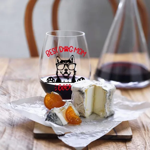 Vista 5 de Perfectin - Vaso de vino con texto en caja de regalo, con temática de perro, regalo para amantes de los perros