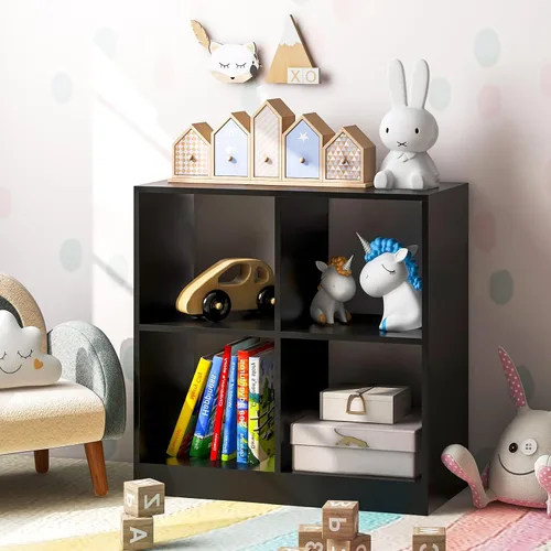 Vista 8 de Giantex Estantería de 4 cubos color negro – Estantería abierta independiente de 2 niveles con dispositivo antivuelco, organizador de almacenamiento