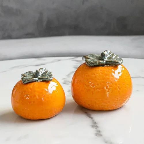 Vista 4 de DOITOOL Tarro de cerámica con forma de fruta naranja con tapa de 2.75 x 2.75 x 2.36 pulgadas, novedoso recipiente para hojas de té, almacenamiento