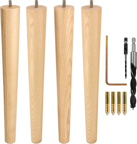 Vista 22 de Airy Abode Patas de madera de fresno prémium para muebles (kit de instalación completa): elige tu tamaño y color Ceniza