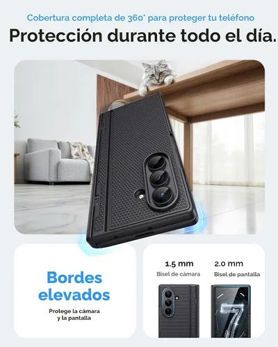 Vista 6 de BXYJY Funda para Samsung Galaxy Z Fold 7 con soporte, protector de pantalla frontal, protección de bisagra, delgada y resistente, cubierta dura