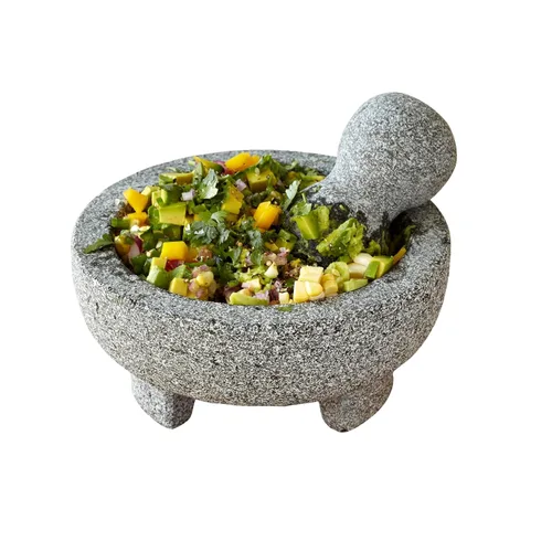 Vista 8 de IMUSA Molcajete de granito pulido tradicional resistente de 8.5 pulgadas para guacamole fresco, salsa, pesto, hierbas, especias
