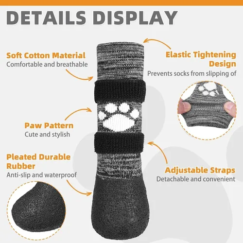 Vista 4 de KOOLTAIL Calcetines antideslizantes para perros para evitar lamer las patas para pavimentos calientes/terrosos, botas largas impermeables