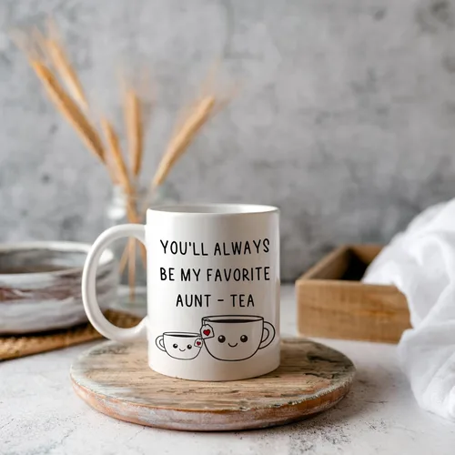 Vista 7 de Regalos de Navidad para tía, taza de té de mi tía favorita, taza divertida de la mejor tía de 11oz - Perfecta para cumpleaños, Navidad para tía