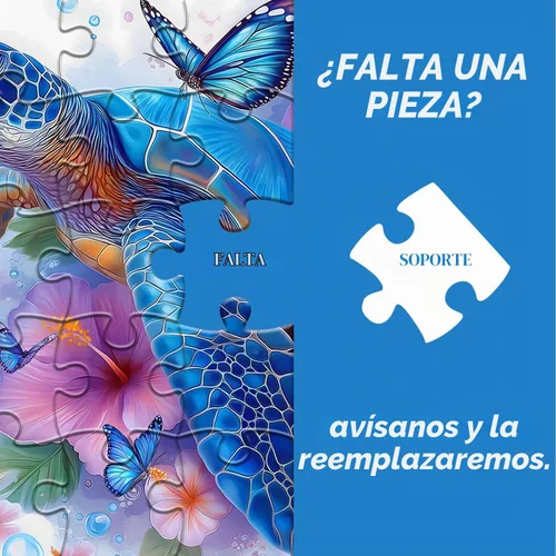 Vista 7 de Sea Turtle Puzzles for Adults 1000 Piece, PICKFORU Flower Animal Art Jigsaw Puzzles Nature, Unique Floral Butterfly Blue Turtle Puzzles for Adults