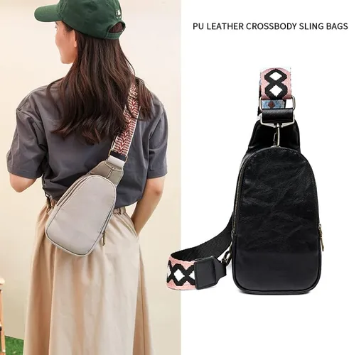 Vista 4 de BRZSACR Bolso bandolera para mujer, bolso cruzado de piel sintética, bolsa de pecho para mujer, ciclismo, senderismo, 1 unidad, Gris