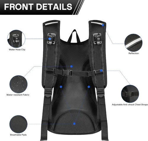 Vista 4 de OUTSKIRT Hydration Backpack with 2L Water Bladder, Lightweight and Breathable Running Hydration Pack, Water Backpack for Hiking, Cycling, Trail