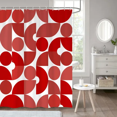 Vista 8 de zokyer - Cortina de ducha para niños, divertida y abstracta, de tamaño pequeño, con lunares, geométrica, de color, única, estrecha, para baño