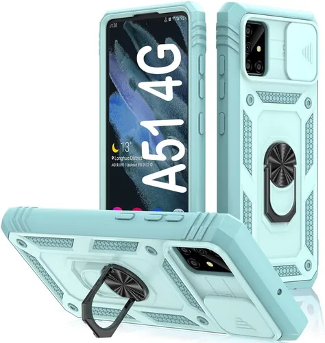 Vista 15 de PASNEW Funda militar para iPhone 13 Pro Max, cubierta de cámara deslizante y soporte de anillo de metal de 360°, carcasa rígida multicapa resistente