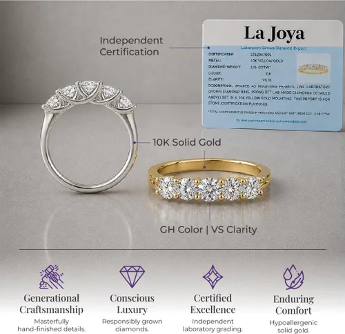 Vista 2 de 1/4 - 3 CTW Anillos de diamantes de laboratorio de 5 piedras para mujer Oro Blanco