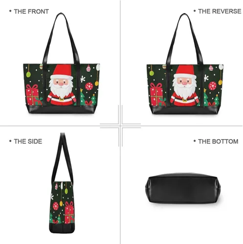 Vista 5 de Caricatura linda Feliz Navidad Santa Claus elegante bolsa de portátil para mujer con cremallera maletín para viajes gimnasio vacaciones con tablet