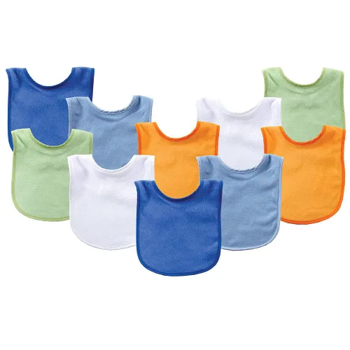 Vista 13 de Luvable Friends Baberos unisex de algodón para bebé, azul, talla única