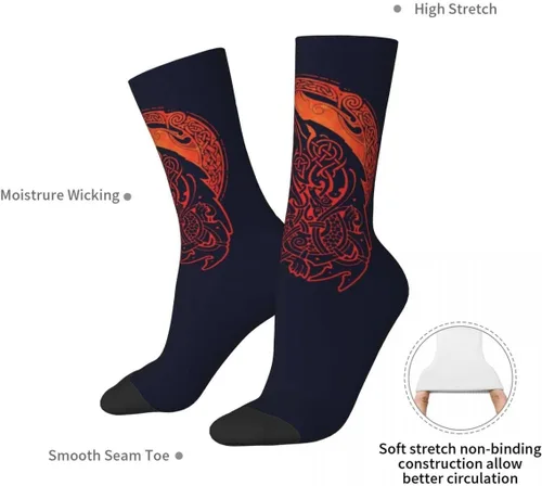 Vista 6 de Viking Fenrir - Calcetines deportivos para hombre, calcetines deportivos negros de lobo nórdico para 9-12, calcetines deportivos cómodos