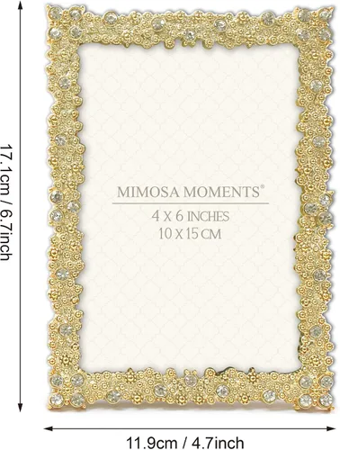 Vista 6 de Marco de fotos en tono latón 4x6 con diamantes de imitación Jewel - Marco de fotos decorativo de 4 x 6 pulgadas para boda, aniversario, Navidad