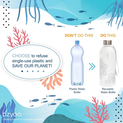 Vista 4 de bzyoo Botella de agua de 32 onzas con marcador de tiempo de 1 litro, plástico duradero esmerilado con correa y vaso de plástico de doble pared de 24