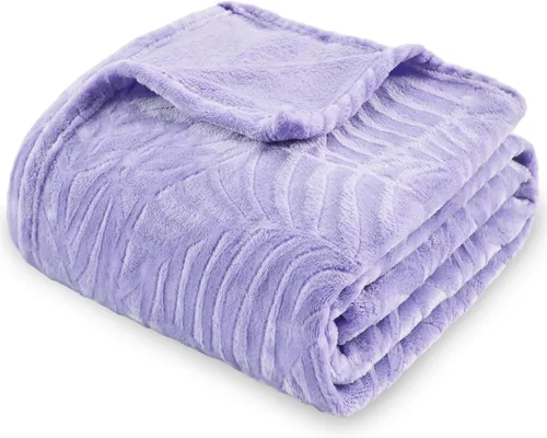 Vista 19 de SOCHOW Manta de forro polar de franela súper suave, ligera y acogedora manta de felpa con textura de hojas cálidas para cama, sofá, 50 x 60
