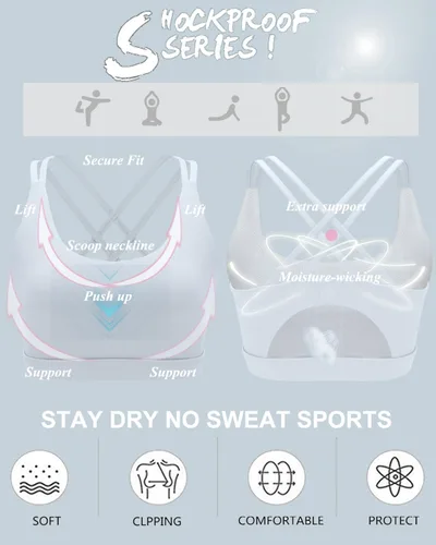 Vista 22 de Brasieres deportivos para mujer, con relleno, tipo camiseta sin mangas, sexis, con espalda cruzada, de alto impacto, largos, ideales para practicar
