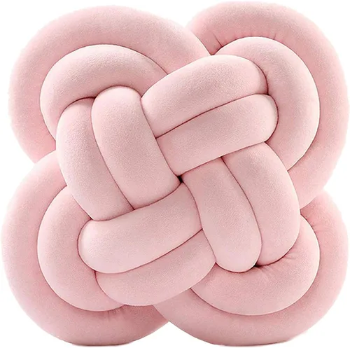 Vista 18 de Cyprinus Carpio Almohada creativa con nudo de bola de rosa, cojín de flor para sofá, almohada lumbar, decoración (rosa-C)