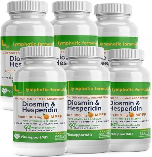 Vista 8 de VITASUPPORTMD Fórmula linfática, Diosmina Hesperidina 1000 mg Suplemento de drenaje linfático, desintoxicación del sistema linfático, selenio