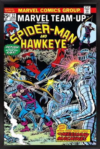Vista 8 de Trends International Marvel Comics - Póster de pared de Hawkeye y Spider-Man, 22.4 pulgadas de largo x 14.7 pulgadas, versión enmarcada de madera