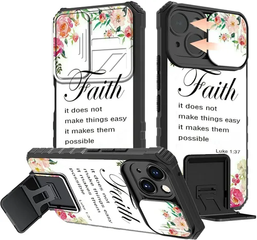 Vista 69 de Rossy Funda para iPhone 14 2022, para iPhone 14 con funda deslizante para cámara deslizante, soporte integrado, doble capa híbrida, a prueba de 1-37