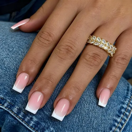 Vista 32 de Uñas postizas a presión con punta francesa negra, uñas cortas de almendra, uñas con pegamento para mujer, uñas acrílicas francesas de gel, uñas