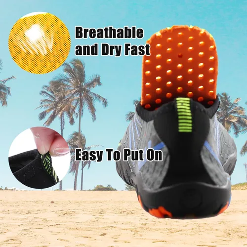 Vista 5 de Zapatos de agua para mujeres y hombres, de secado rápido, descalzo, para playa, natación, deportes, senderismo, buceo, surf, 1-carbon Black