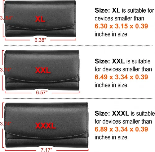 Vista 2 de Funda horizontal universal para teléfono celular con trabillas para cinturón y ranuras para tarjetas para teléfono móvil - XL
