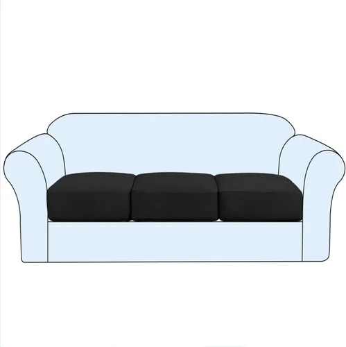Vista 23 de Funda de cojín elástica para sofá, funda de asiento, funda de sofá de dos plazas, protector de elastano elástico para muebles para asiento (negro, 1)