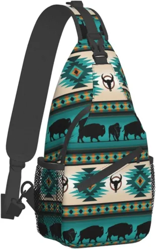 Vista 2 de MANQINF Native Casual Daypack Bag - Bolso de hombro nativo americano, bolso cruzado nativo, Nativo 01