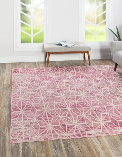 Vista 23 de Unique Loom Uptown Collection by Jill Zarin Collection - Alfombra geométrica moderna azul (1' 8 x 1' 8)
