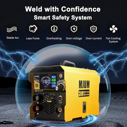 Vista 4 de Soldador MIG portátil: máquina de soldar 160A, de doble voltaje 110V/220V, 3 en 1 núcleo de flujo Mig/Stick/Lift TIG, juego de soldadura