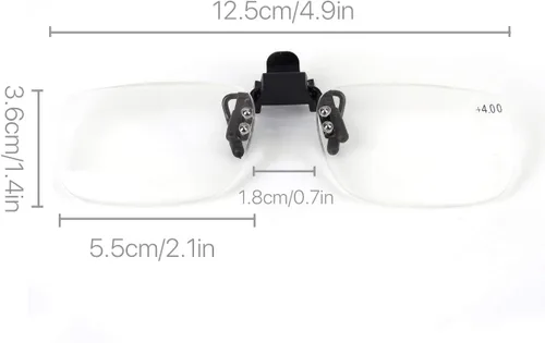 Vista 6 de Gafas de lectura con clip y lupa abatible, lupa, lentes para lectores unisex (2.0 x)