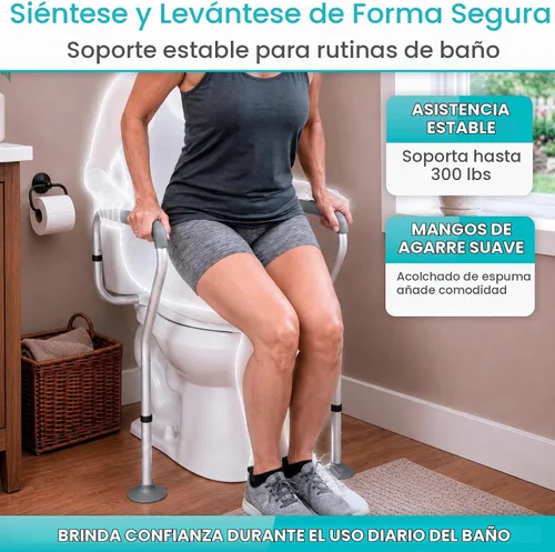 Vista 4 de Armazón de seguridad para ancianos, minusválidos y discapacitados de VIVE, pasamanos de seguridad, peso ajustable